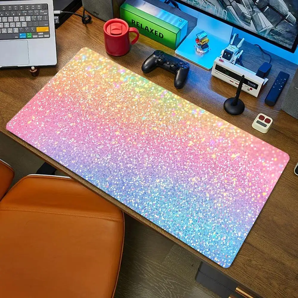 

Colorful powder pattern Mouse Pad Mousepad Large Abstract Mouse Pad Gaming Deskmat With Lockedge Office Non-slip Carpet desk mat