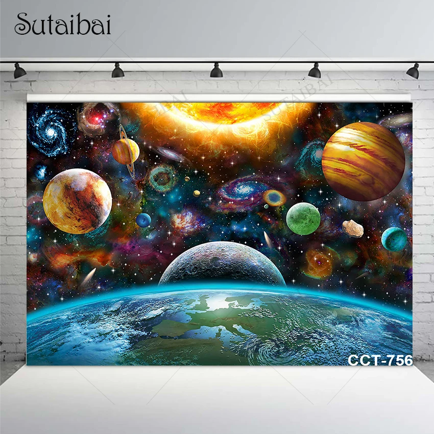 

Galactic Space Theme Photography Backgrounds Universe Planets Galaxies Baby Decor Room Props Explore Mysteries Starry Sky Banner