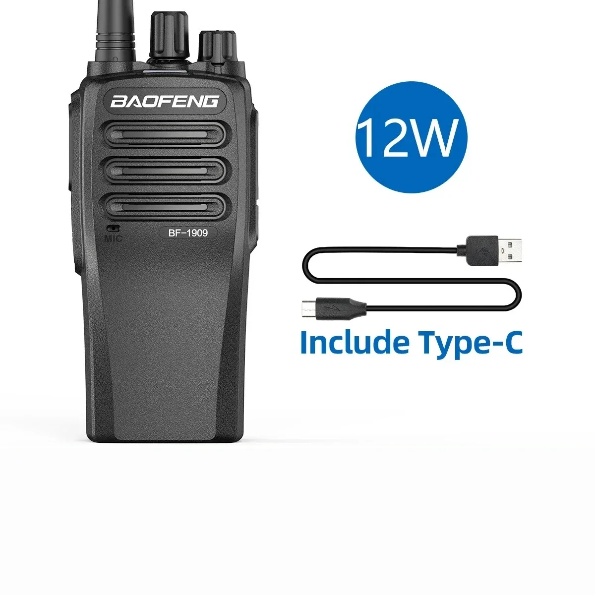 BaoFeng BF 1909 12 Вт Мощная рация дальнего действия Двусторонняя радиосвязь Тип C Зарядный передатчик Обновление BF 888S UV 5R UV 82