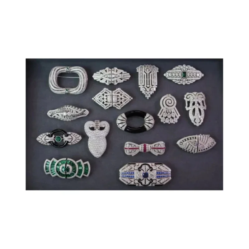 

Luxury Vintage Oval Enamel Cubic Zirconia Brooch Sterling Silver Jewelry