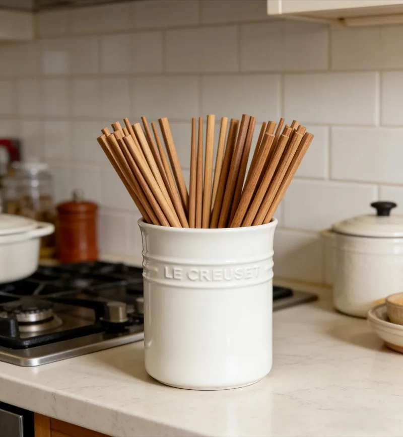 Porcelain Kitchen Utensil Holder for Countertop,Ceramic Storage Organizer for Knives Spoons and Forks,Cooking Tools Container