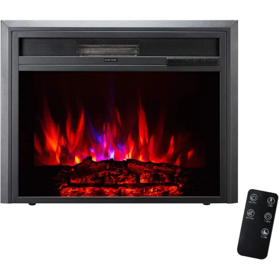 

32 Inch Insert Electric Fireplace Heater with Remote Control LED Rolling Flame Effect and Temperature Limiting Control for Indo