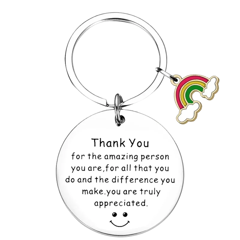 Charm inspirational Keychain Pendant thank you for the amazing person Key Chains Son Daughter Best Friend Graduation Gifts