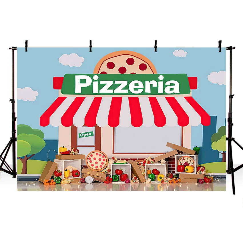 Mehofond Photography Background Pizzeria Shop Cooking Dessert Food Kids Birthday Party Portrait Decoration Photo Backdrop Studio