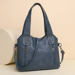 Solid Color Fashion Women Handbags Soft Leather Tote Bag Casual Big Crossbody Bags for Women 2024 New Shoulder Messenger Bags