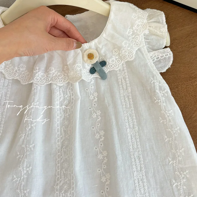 

Girls Summer New Fashionable Sleeveless Jacquard Top Shirt Baby Girl Casual Style Trendy Brand Quality Children's Clothing