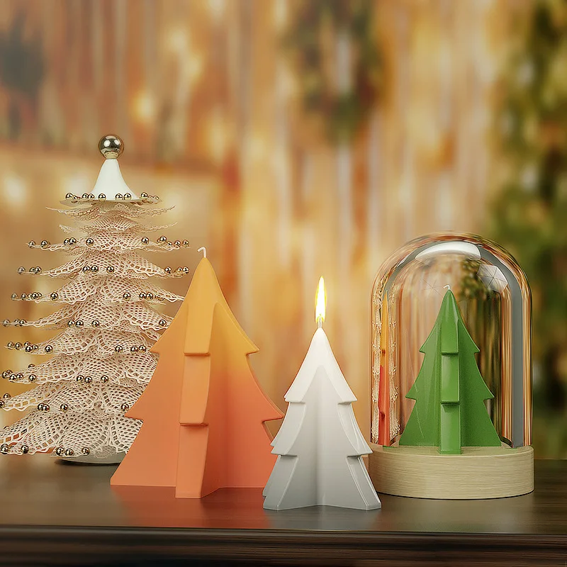 Simple Style Christmas Tree Silicone Mold Christmas Scented Candle Mold Three-Dimensional Christmas Tree Candle Christmas Gift