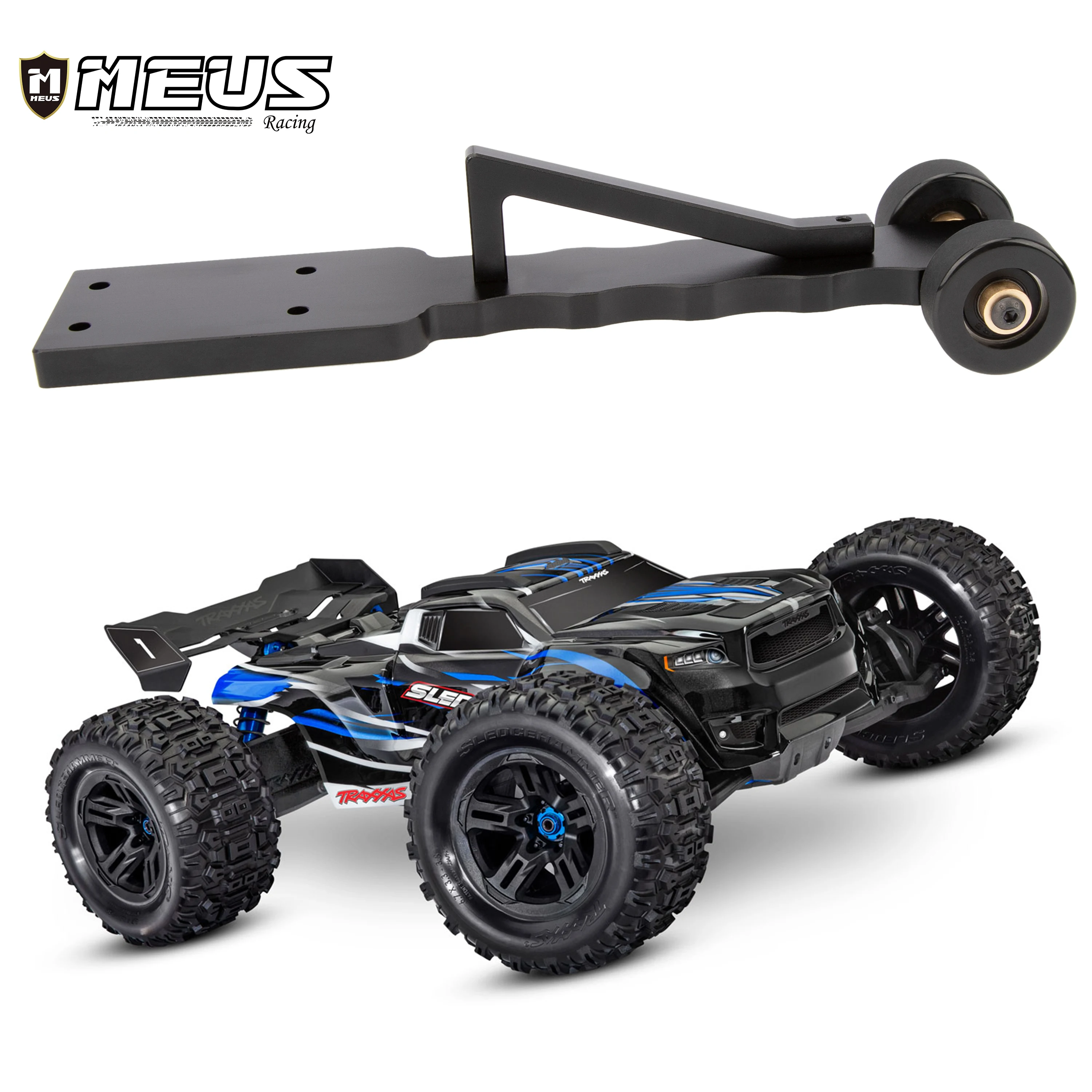 

Meus Racing 6061 Aluminum Wheelie Bar Dual Wheels Tail Wheel Kit Assembly Upgrade Parts for 1/8 Sledge 4WD Monster Truck