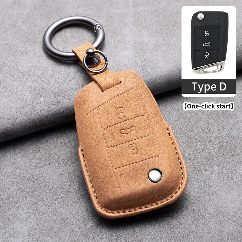 For VW Volkswagen Golf 7 MK7 Tiguan MK2 For SEAT Ateca Leon FR 2 Ibiza For Skoda Octavia Leather Car Flip Key Case Cover Shell