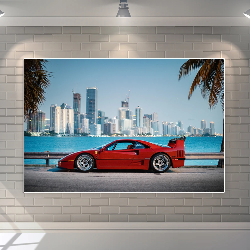 

Vintage Racing F40 Poster And Print Red Color Race Car Canvas Painting Supercar Club Wall Art Mural Living Room Home Decor Gift