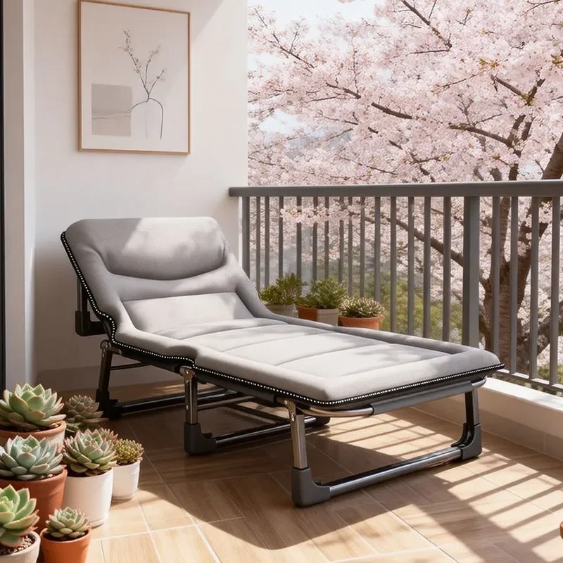 Portable Folding Bed for Office Nap Single Recliner Simple Lightweight Camp Bed for Hospital Escort Travel and Lunch Break