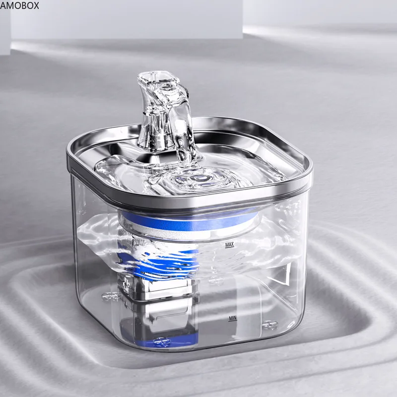 

AMOBOX-Stainless Steel Pet Water Dispenser, Automatic Fountain Induction, Constant Temperature Intelligent, Small Cat and Dog