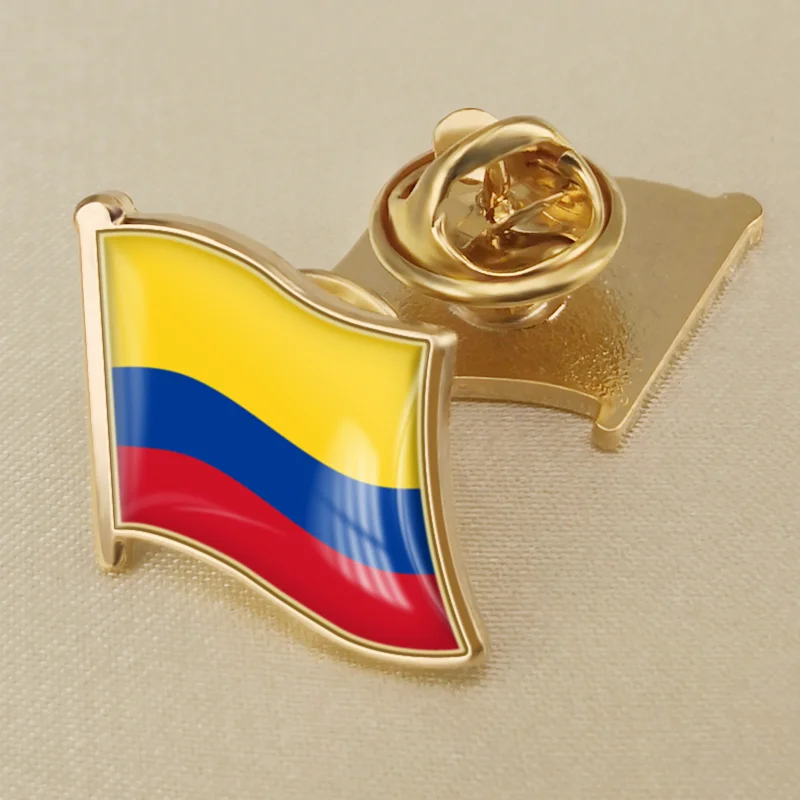 Columbia Nation Flag Pins Copper Butterfly Buckle Gold-plated Enamel Craft Badge Craft Pins Lapel Badge Decoration
