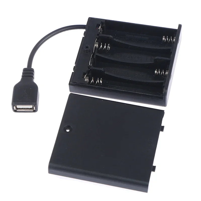 

Black 1pc 4 X AA USB Battery Box for 5V LED Strip Lights Mini Power Supply