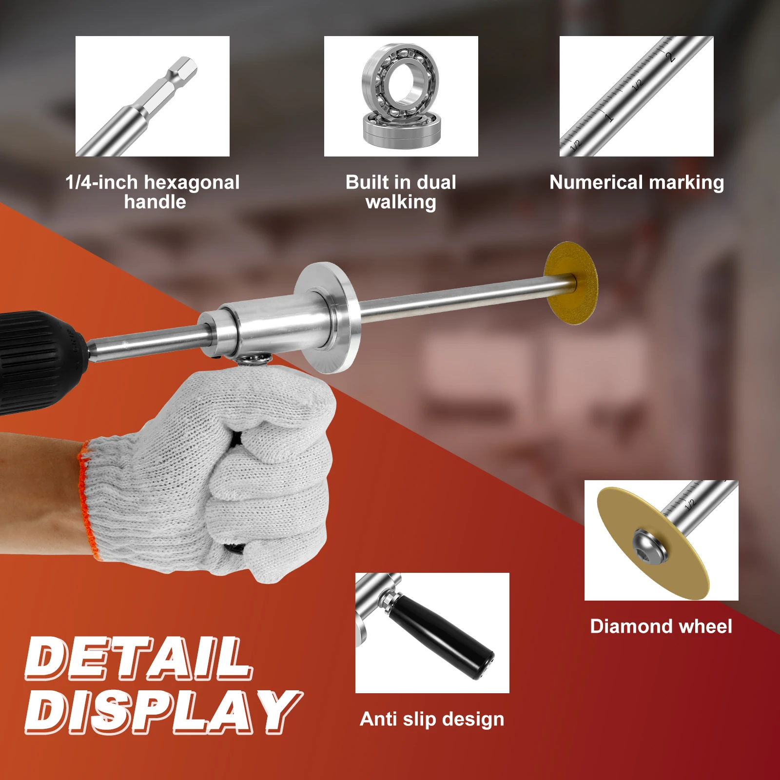 

Inside PVC Pipe Cutter Plumbing Internal Cutter Adjustable Pipe Cutting Tool with 1/4in Hex Shank for Impact Drivers and Drills