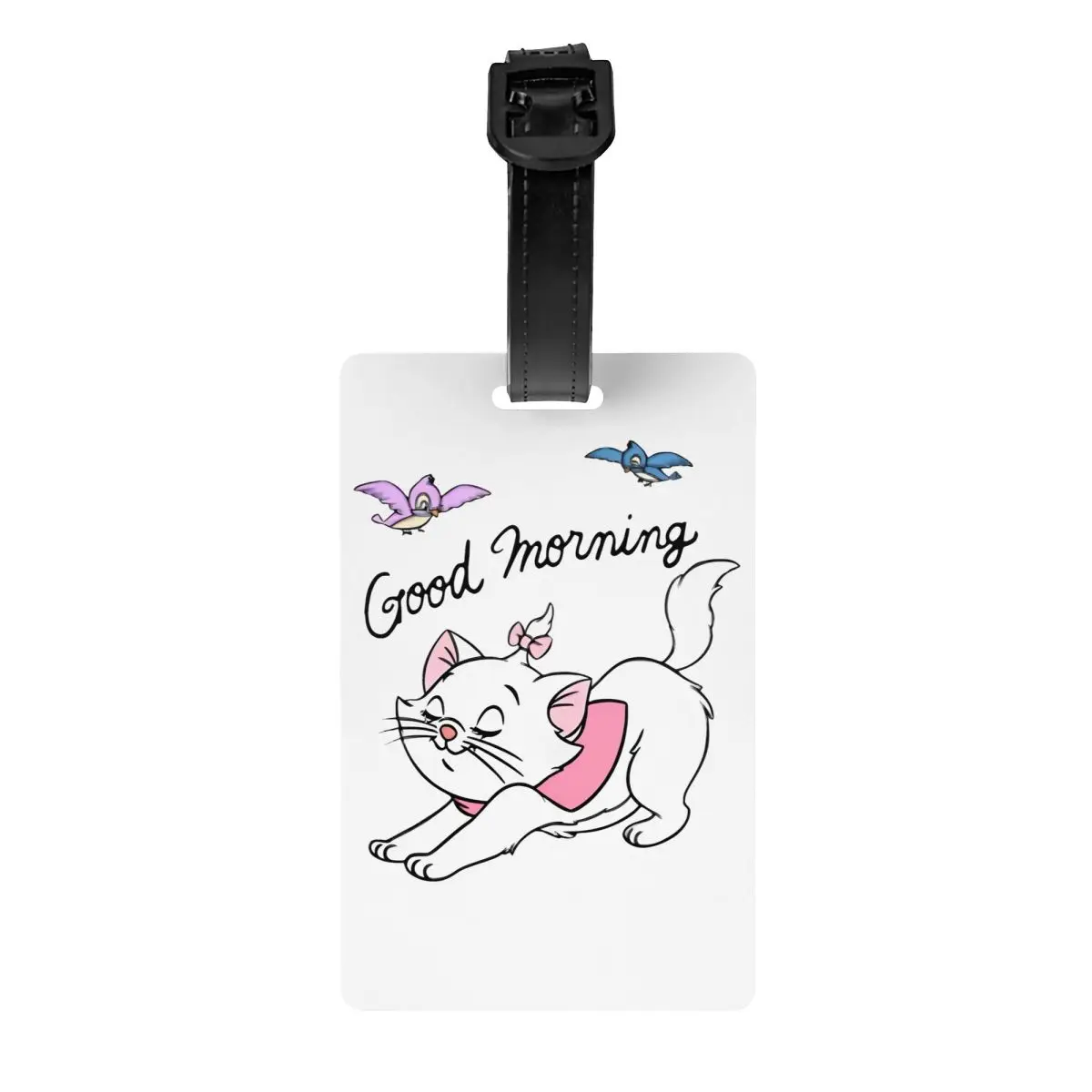 Marie Aristocats Cute Kitty Good Morning Cat Luggage Tag Travel Accessories Silica Gel Holder Luggage Bag Case Name ID Address