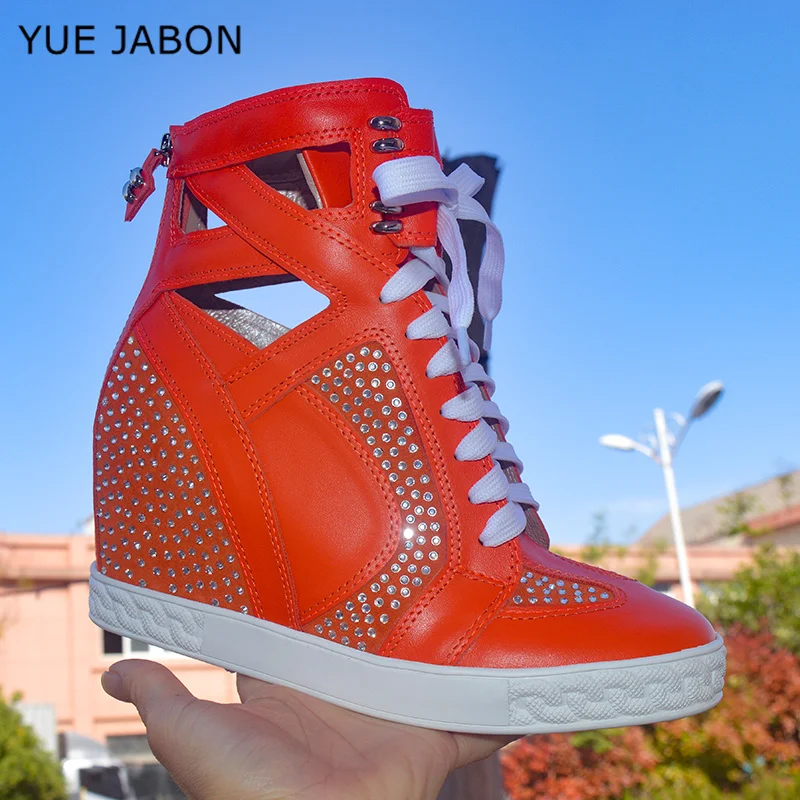 Botines de retales con aumento de altura para mujer, zapatos informales con tacón interior de cuña de 8CM, botas de vaquero altas de cuero Real de cocodrilo