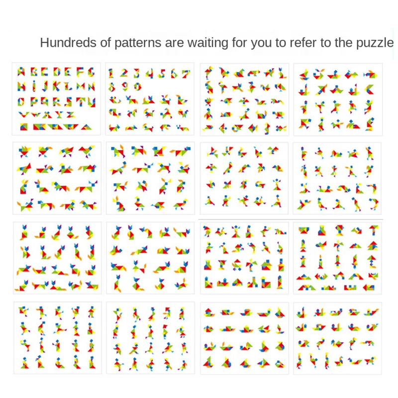 木製タングラムジグソーパズルボード子供向け教育玩具幾何学的形状3Dパズルゲーム