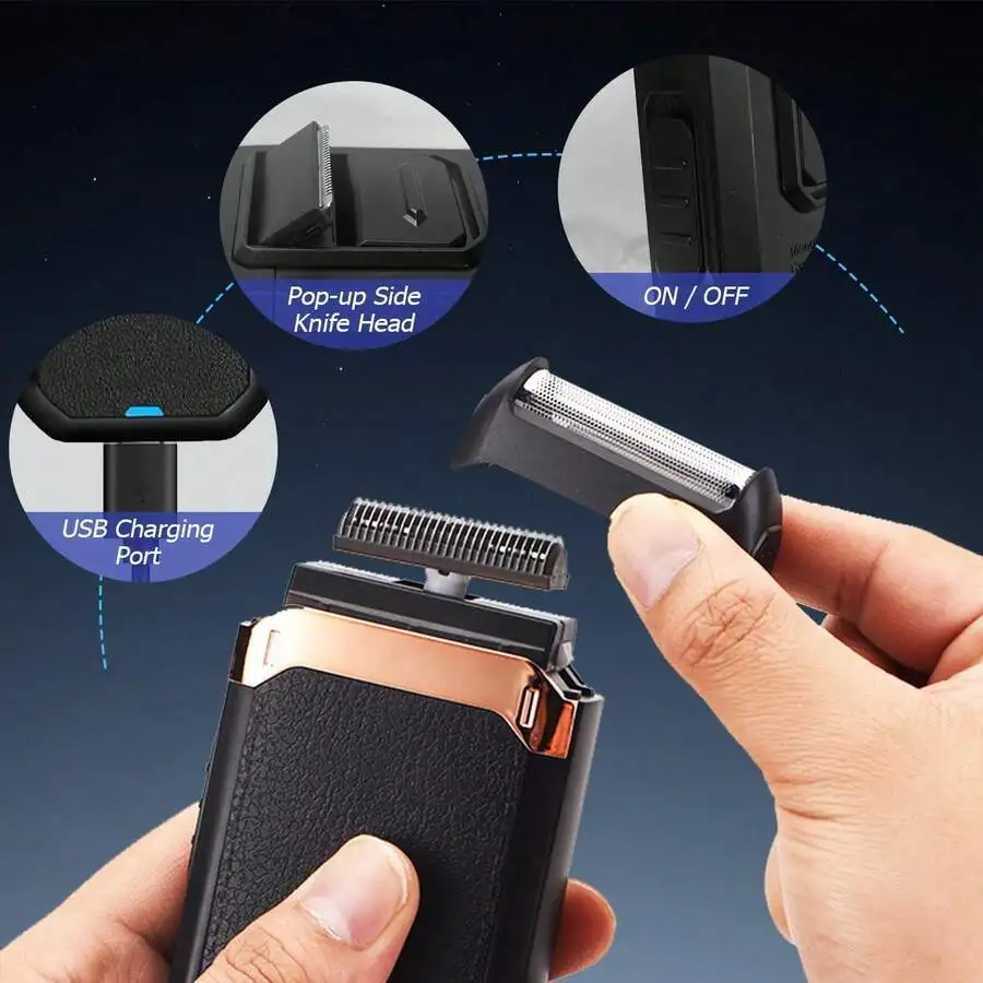 Rechargeable Electric Shaver For Men, Digital Display, Compact & Portable, Suitable For Business Travel And Men's Holiday Gift ，Cordless Detachable Electric Shaver For Face，Cordless Rechargeable Foil  image 6