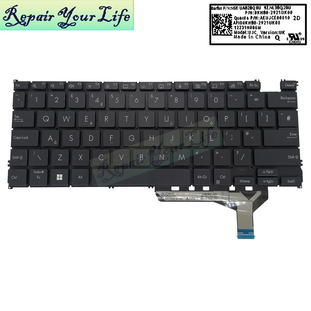 UX3402 UK GB Backlit Keyboard For Asus UX3402ZA UX3402VA ZenBook 14 OLED Laptop Backlight Keyboard 0KNB0-2921UK00 9z.NKGBN.501