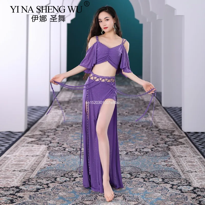 Traje de práctica de danza del vientre danza Oriental danza Oriental falda larga para mujer conjunto Sexy nuevo traje de danza del vientre para principiantes conjunto de 2 uds