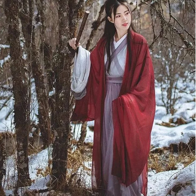 

Ancient Chinese Hanfu With Big Sleeve Cape Cloak WeiJin Dynasty Fairy Dress Women Photo Shoot Outfit Woman Traditional DanceWear