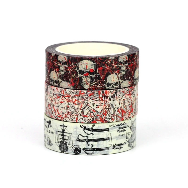 NEW 1PC 10M Decor Vintage Skull Patterns Washi Tape Set for Scrapbooking Journaling Adhesive DIY Masking Tape Cute Stationery