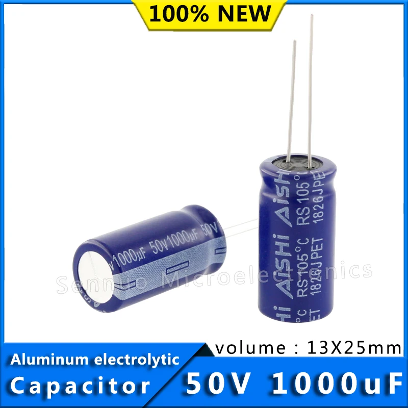 5Pcs 50V 1000UF 13*25 13x25 mm Aluminum Electrolytic Capacitor High Temperature Resistant 105° High Frequency Low Resistance