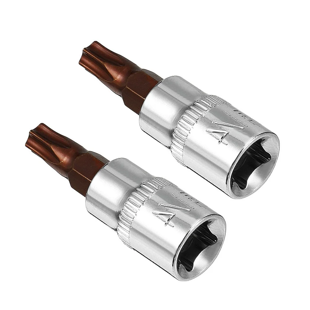 Square Drive Bit Socket 1/4 Inch 2pcs 38mm Adapter Fit 3/8-inch drive ratchet Repair Tool Short Reach Practical