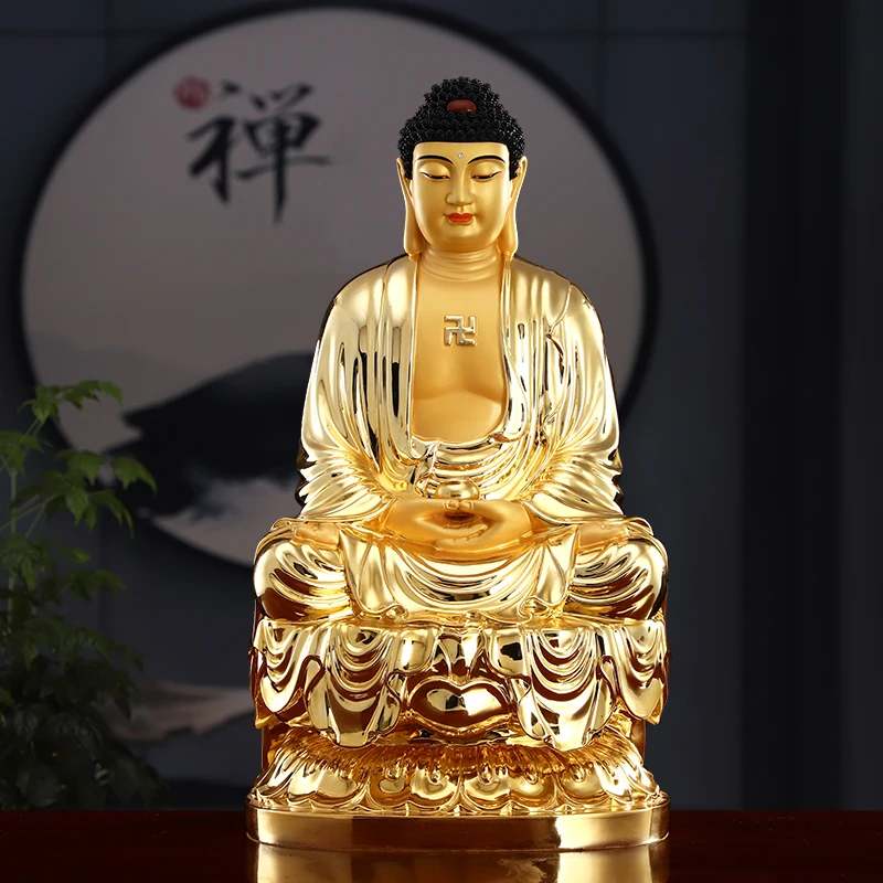 40CM Asia Buddhism high grade gilding gold copper Amitabha Sakyamuni Buddha statue HOME Safe Healthy Good LUCK