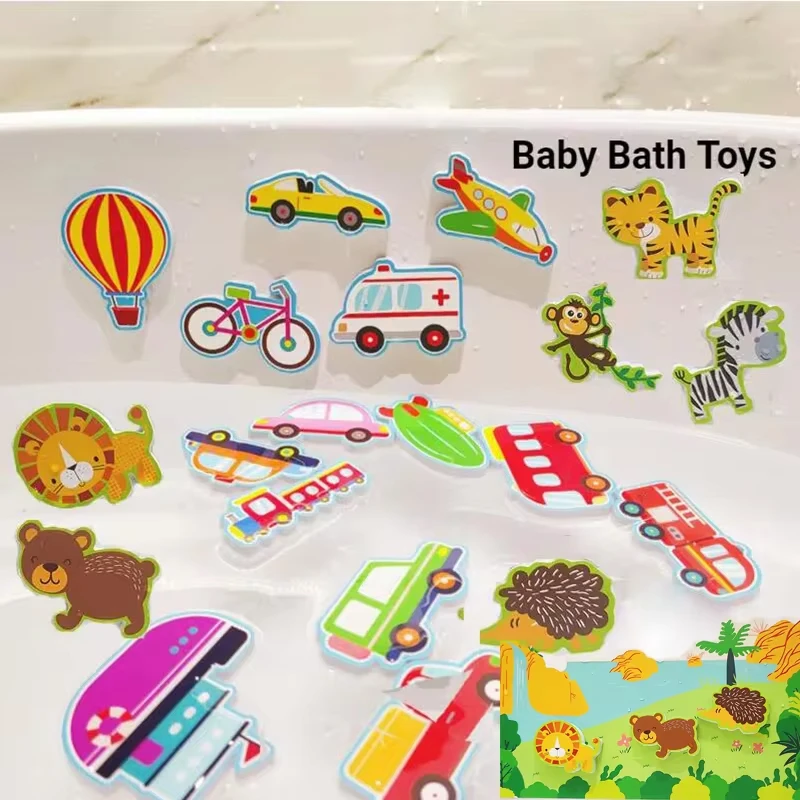 Baby Bath Toys Foam Animals Cognitive Floating Toy Educational Toy EVA Paste Puzzle Toys Bathtub Traffic Baby Bathroom Toys