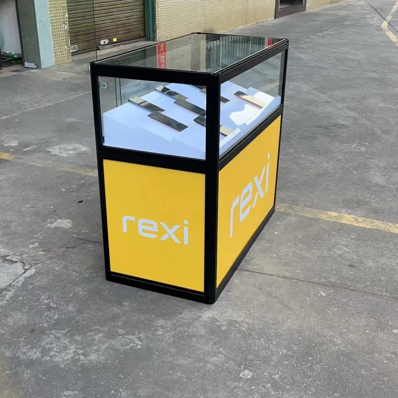 custom，Shopping Mall Retail Mobile Phone Shop Aluminum Frame Glass Display Cabinet Lockable Display Showcase with Led Lights