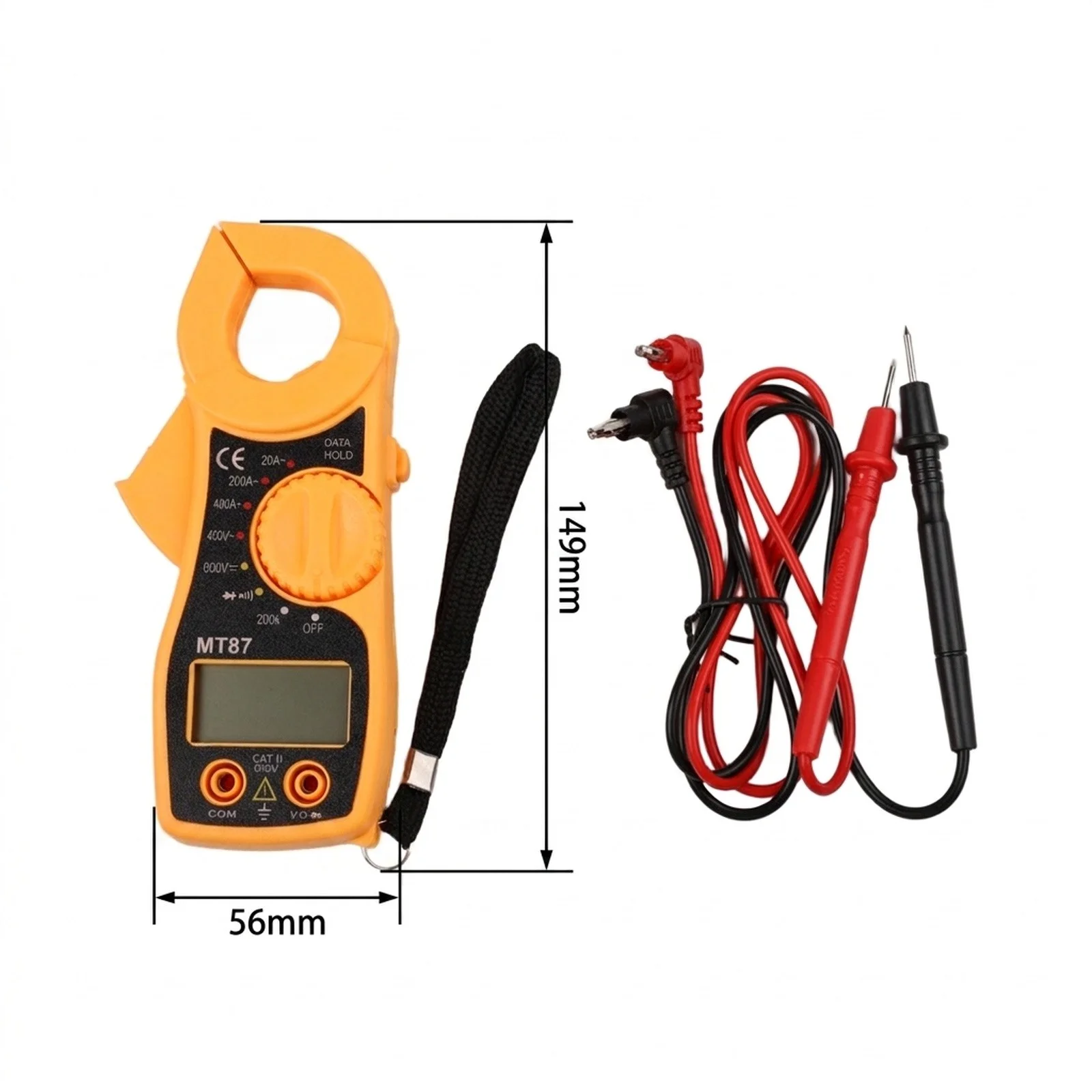 MT87 Digital Clamp Multimeter with Large LCD Screen Manual Range Operation and Continuity Buzzer for Practical Use