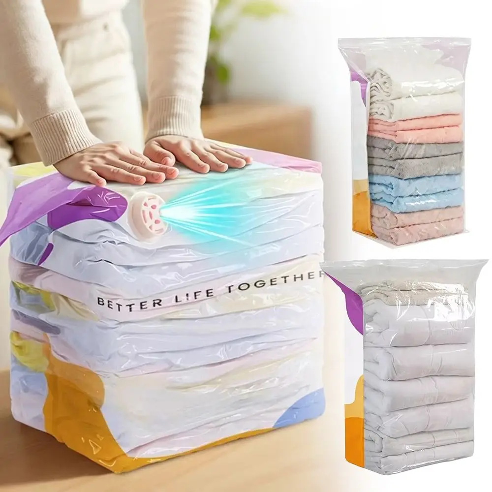 No Pump Vacuum Storage Bags Dust-proof Large Capacity Clothing Seal Bag Press & Seal Space Saving Clothes Blankets Organizer