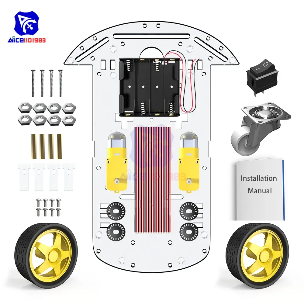 diymore 2WD Robot Smart Car Chassis Kits with Speed Encoder for Arduino 51 M26 DIY Education Robot Smart Car Kit