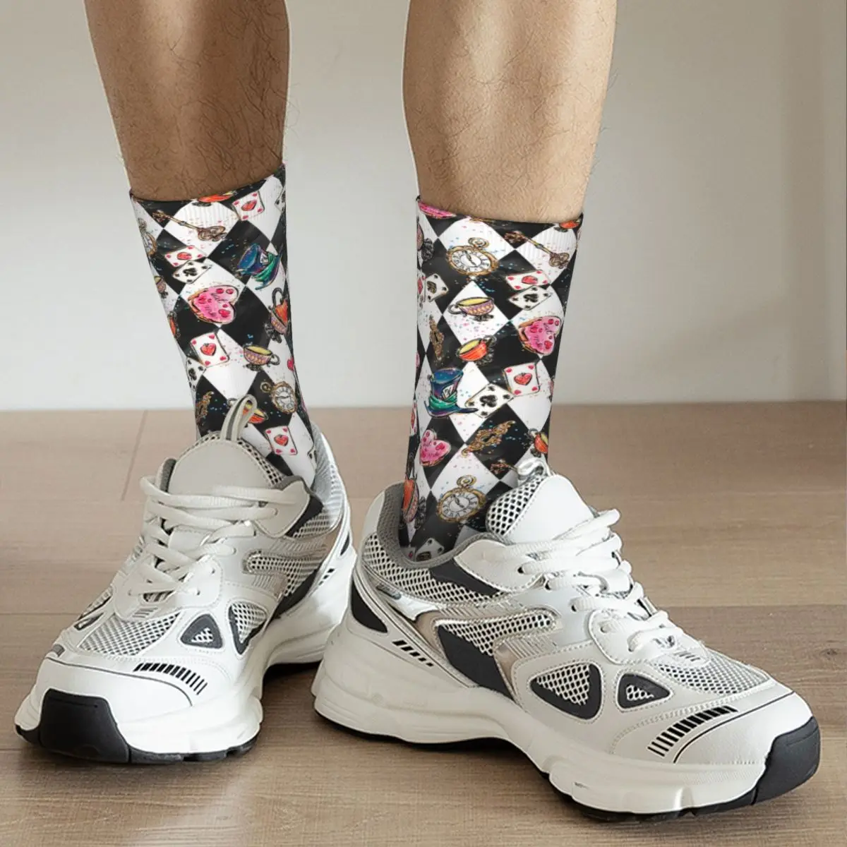 Alice In Wonderland Poker Tea Socks Men Women Polyester Fashion Socks Harajuku Spring Summer Autumn Winter Socks Gift