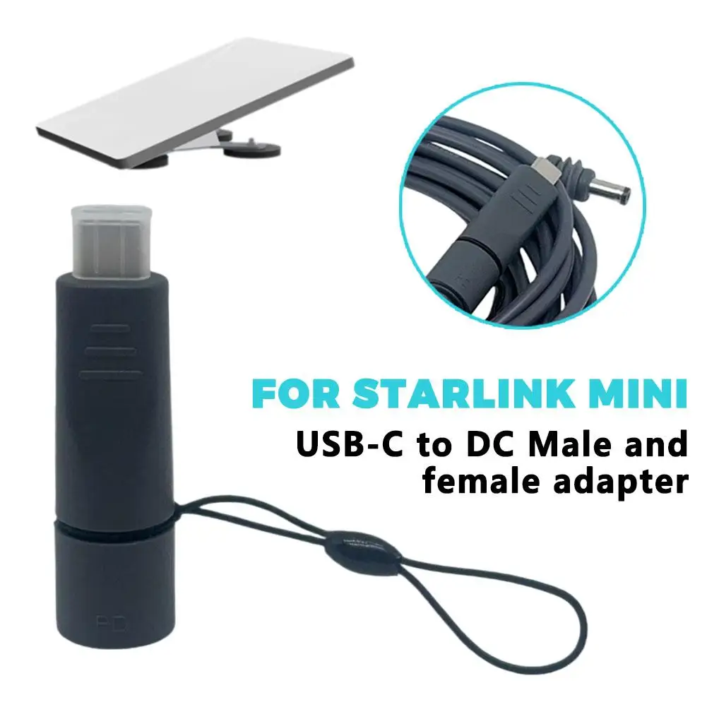 For Starlink mini USB-C to DC male and female adapters, supporting 20V 5A 100W, waterproof and anti loss design