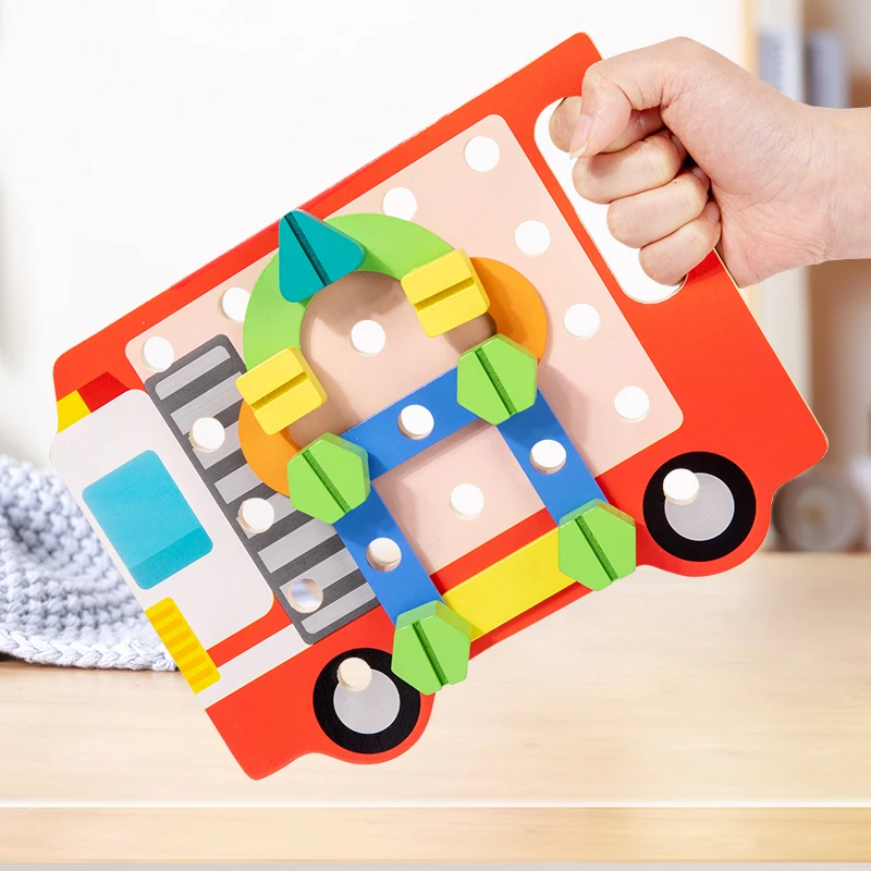 Juguete de desmontaje de tuercas y tornillos de madera para niños, rompecabezas con forma Montessori, juguetes educativos de clasificación de colores, juego de habilidades motoras finas