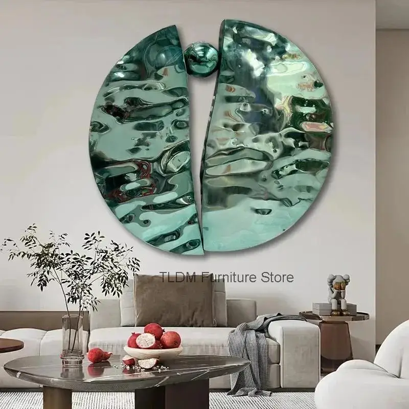 Stainless Steel Hanging Decorations Hotel Background Wall Decoration Pendant Living Room Water Ripple Decoration Home N