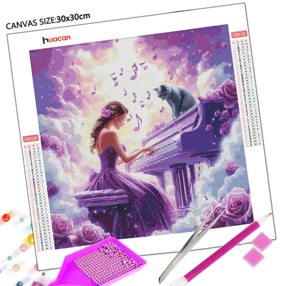 Huacan 2025 مجموعة جديدة لوحات الماس دولفين السماء الماس التطريز البحر الغروب فسيفساء لوحات الديكور الفنية