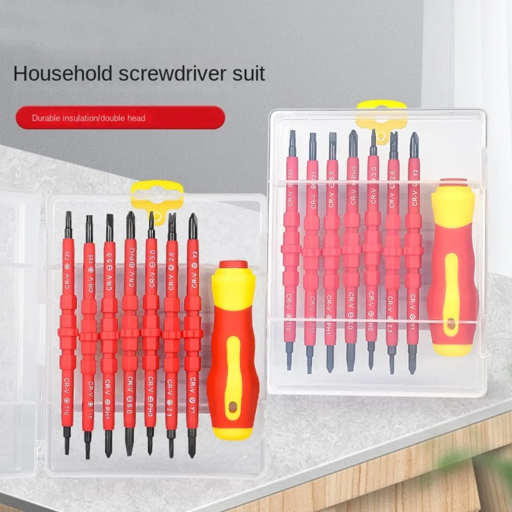 

Chrome Vanadium Steel Screwdriver Set 8 in 1 Double Head Insulated Screwdriver Set Repair Tool Multifunctional Screw Driver Bit