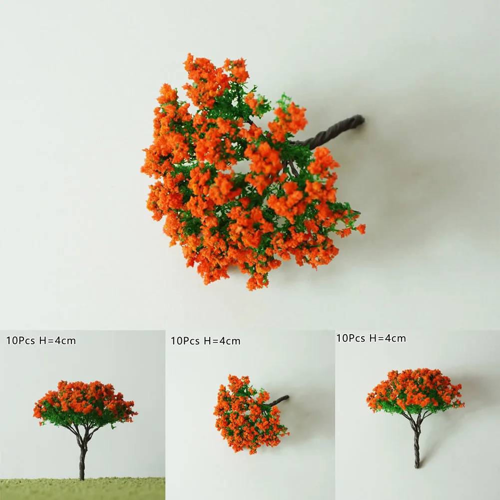 10Pcs/Lot Flower Model Train Trees Ball Shaped Scenery Landscape 1/100 Scale For Railway Road Kids Toy 4cm Model Flower Tree