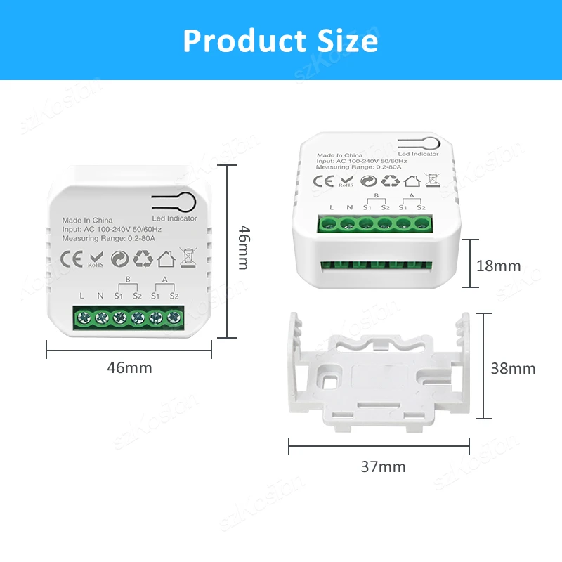 Tuya Smart 80A Energy Meter WiFi 1/2 Channel Current Transformer Clamp Solar PV System Real-time Monitoring Meter APP Control