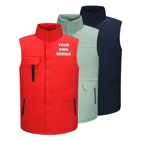 Customized Logo Vest, DIY Logo Soft Shell Stand Up Collar Zipper Vest, Suitable for Hiking, Fishing, Advertising Tops