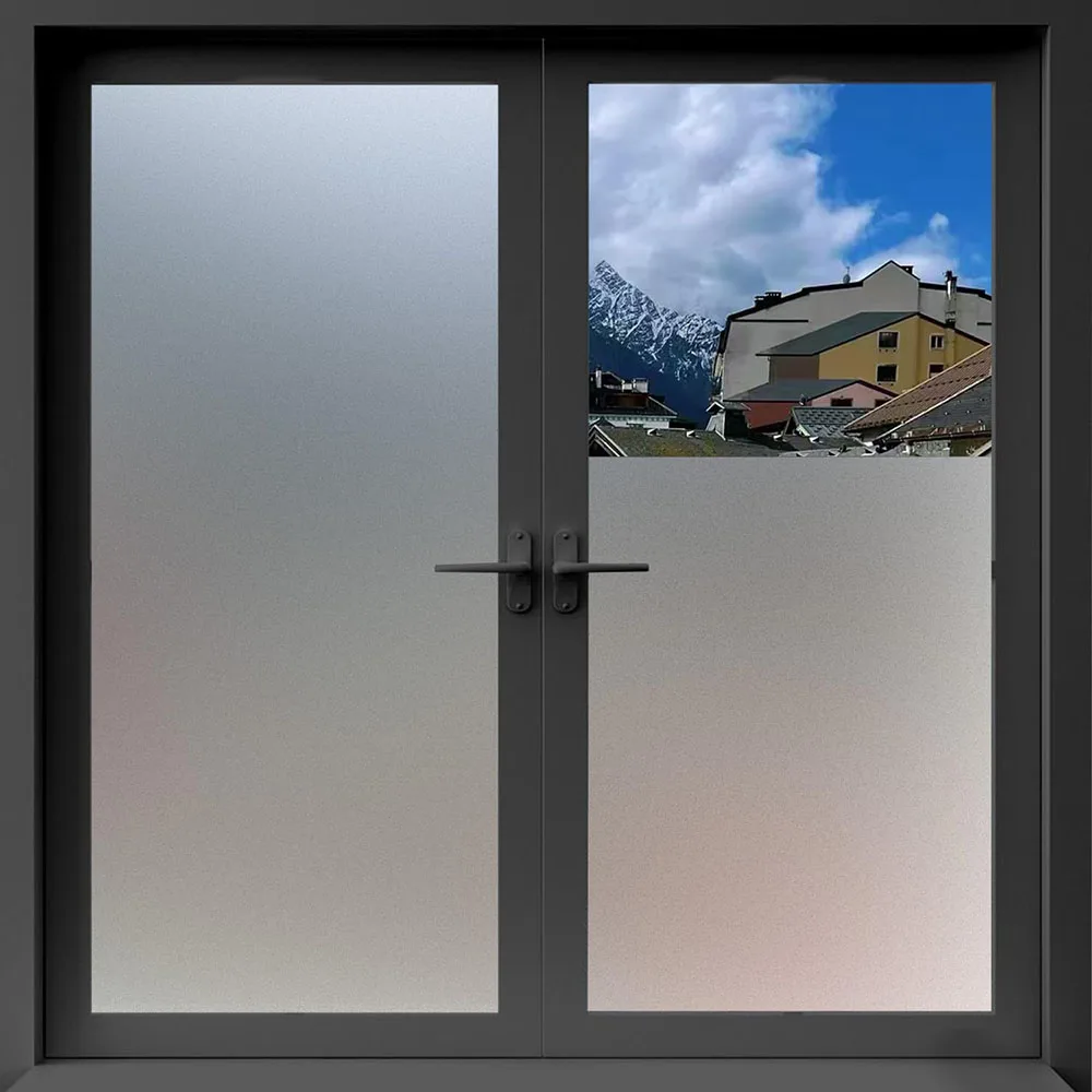Matte Fenster-Sichtschutzfolie, reine, mattierte, blickdichte Glasschutzfolie, bedeckt mit elektrostatischer Vinylfolie, Badezimmer- und Heimdekoration