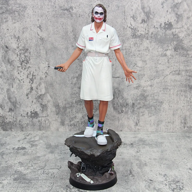 54cm Joker Dc Film Figures Gk Heath Ledger Nurse Uniform Joker Standing Posture Desktop Decoration Statue Pvc Model Toy Boy Gift