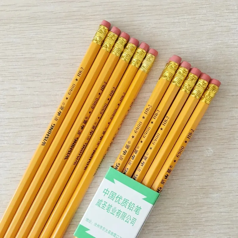 12Pcs Creative Stationery Wayson Brand With Rubber HB Pencil Log Primary School Pencil Children's Prize Wholesale