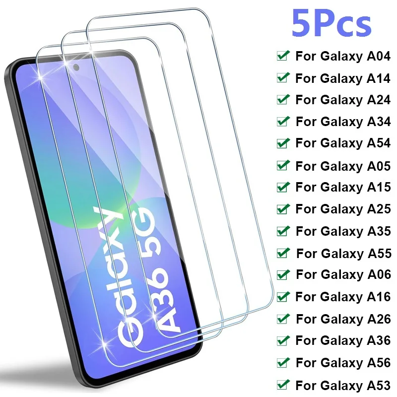 5PCS Tempered Glass For Samsung Galaxy A16 A36 A56 A06S A26 