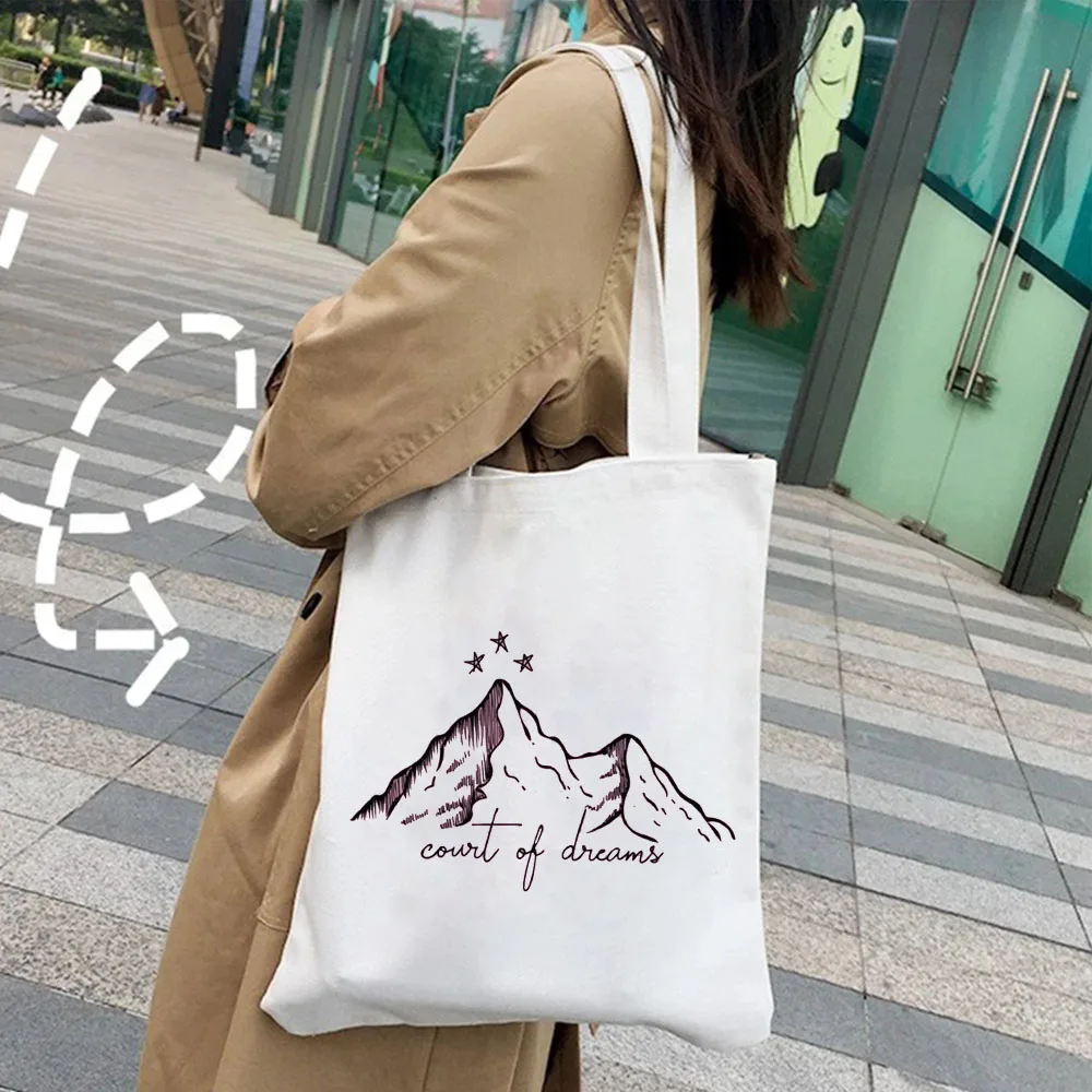 EIN Gericht Von Nebel Und Fury Dornen Und Rosen Sky Sterne Nesta Frauen Leinwand Tasche Shopper Baumwolle Handtasche Tote Schulter eco Einkaufstasche