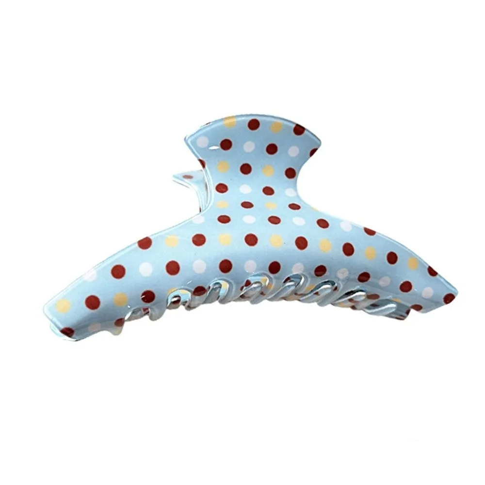 Fashion Blue Polka Dot Hair Claw Hairpin Geometry Acetate Grab Clip Korean Style Large Shark Clip Streetwear